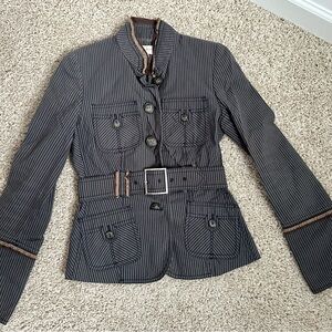 Karen Millen Striped Black and Brown Women's Jacket